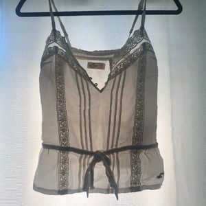 White XS Hollister top with Floral Lace Embroidery